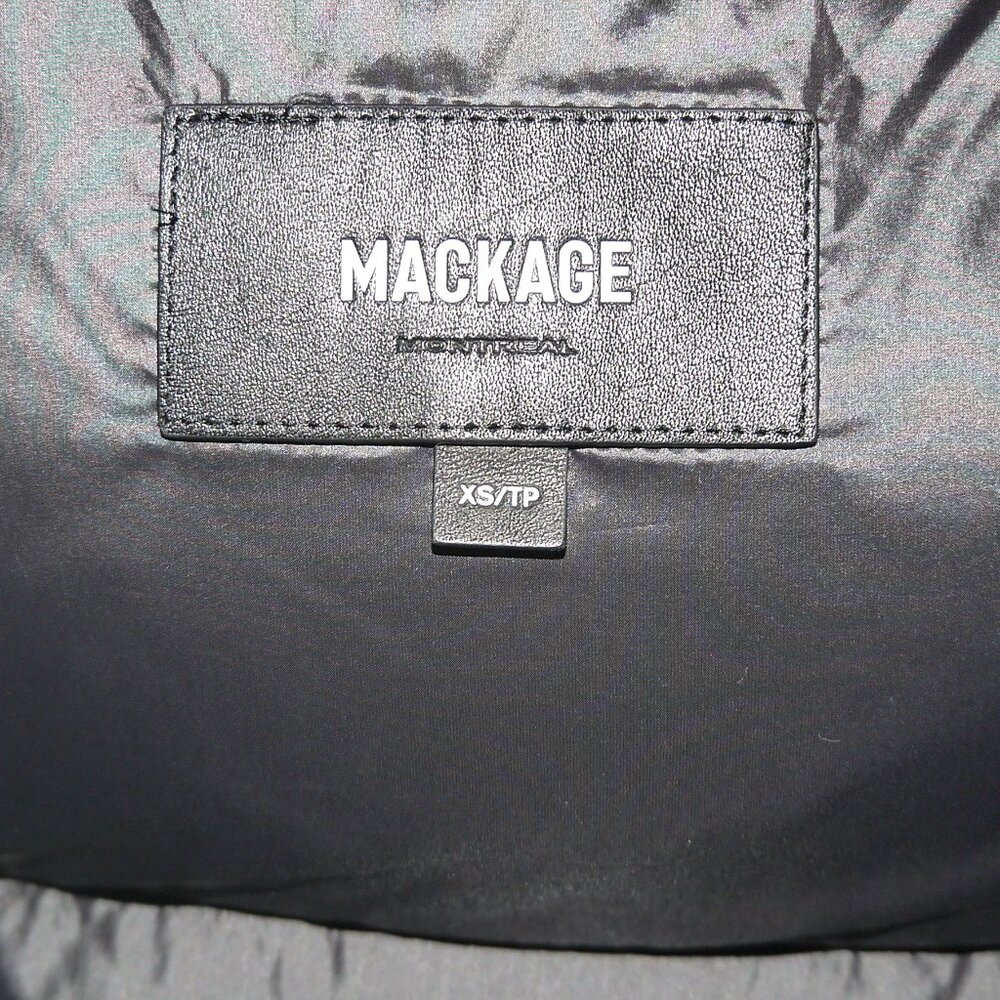 Mackage Ivory Glossy Down Puffer Jacket Arm Logo Short Coat - Picture 7 of 9